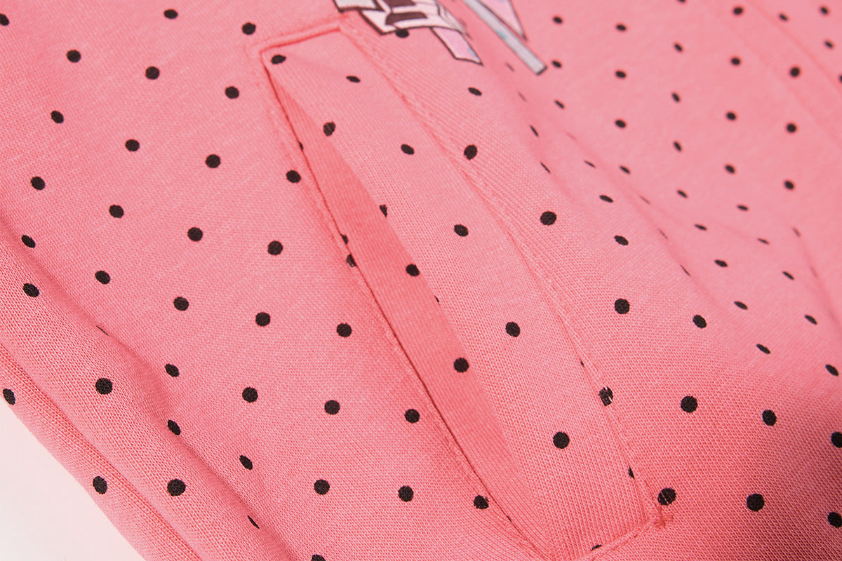 Sweat à capuche zippé anime – Sweat court à pois avec illustration d’ange