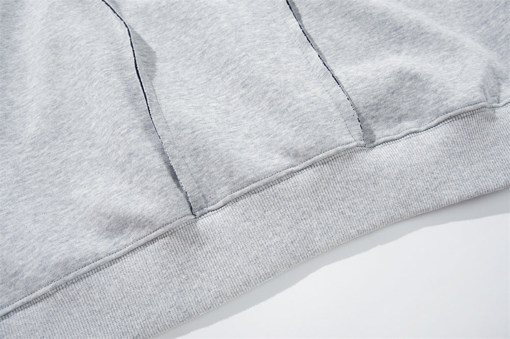 Oversized Pullover Hoodie – Contrast Hood Lining & Exposed Seam Detail