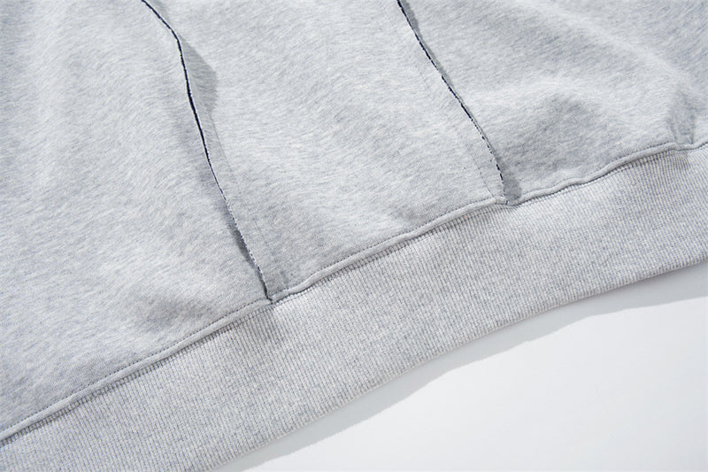 Oversized Pullover Hoodie – Contrast Hood Lining & Exposed Seam Detail