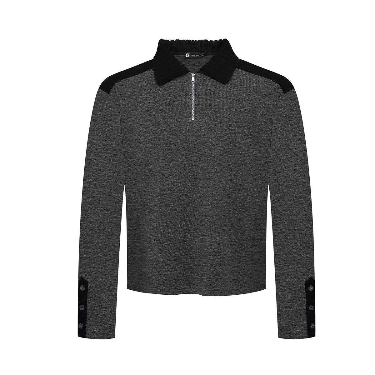 Half-Zip Polo Collar Knit Sweater – Colorblock Long Sleeve Pullover