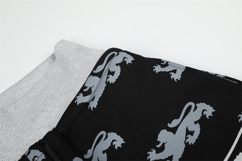 Pantalon de survêtement large imprimé lions, avec bande contrastante taille haute