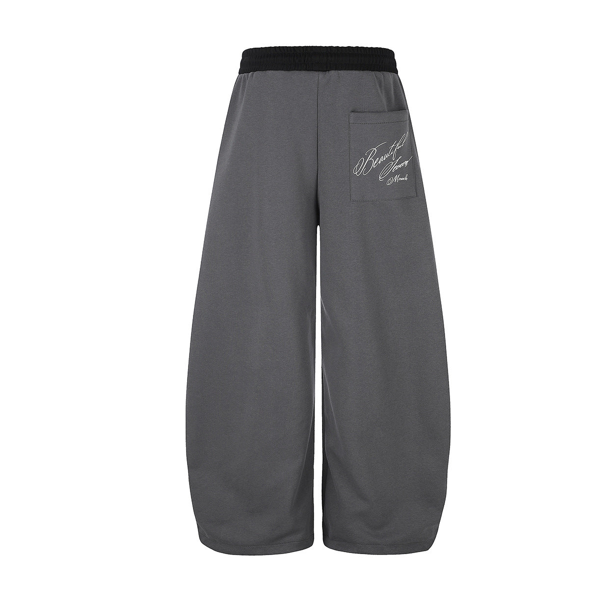 Pantalon de survêtement large à inscription et ceinture contrastante