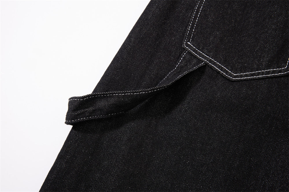 Herren-Cargojeans mit weitem Bein, Klappverschluss und Kontrastnähten