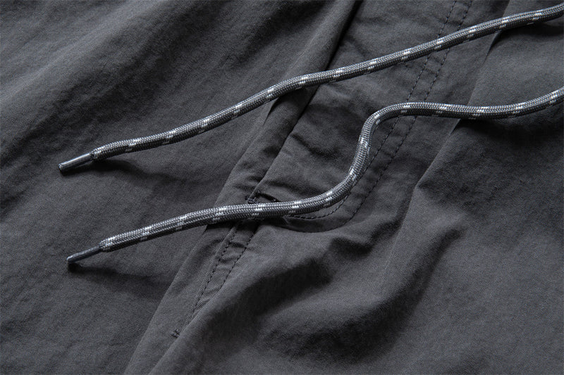 Men's Wide-Leg Cargo Pants with Double Waistband & Drawstring