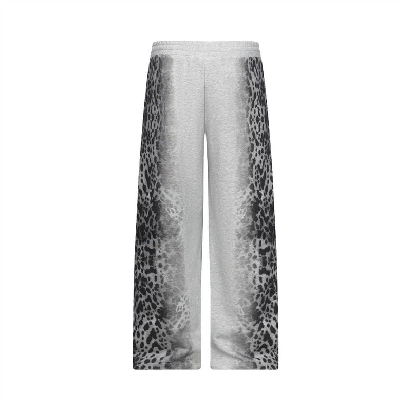 Pantalones de chándal punk de pierna ancha con estampado de leopardo degradado – Corte relajado para hombre