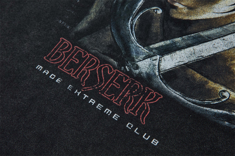 Berserk Anime Graphic T-Shirt – Vintage Washed Crew Neck Tee