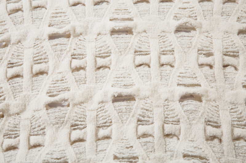 Distressed Open-Weave Crew Neck Knit Sweater – Oversized Ladder-Hole Design
