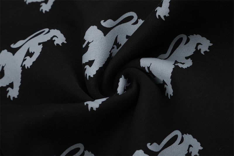Pantalon de survêtement large imprimé lions, avec bande contrastante taille haute