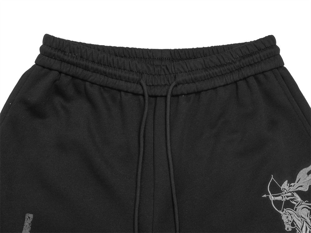 Men's Black Wide-Leg Sweatpants with Union Jack & Star Graphic Print