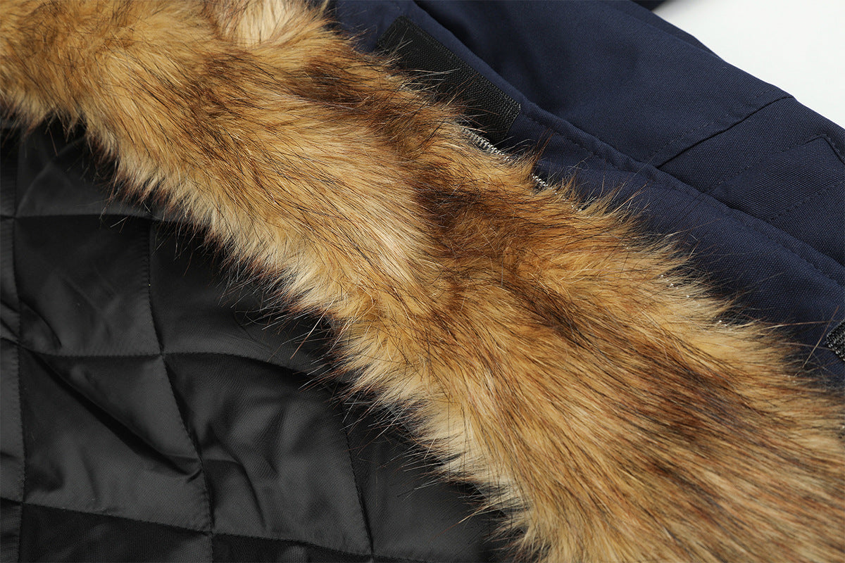 Chaqueta bomber acolchada para hombre con cuello de pelo sintético – Estilo universitario vintage americano