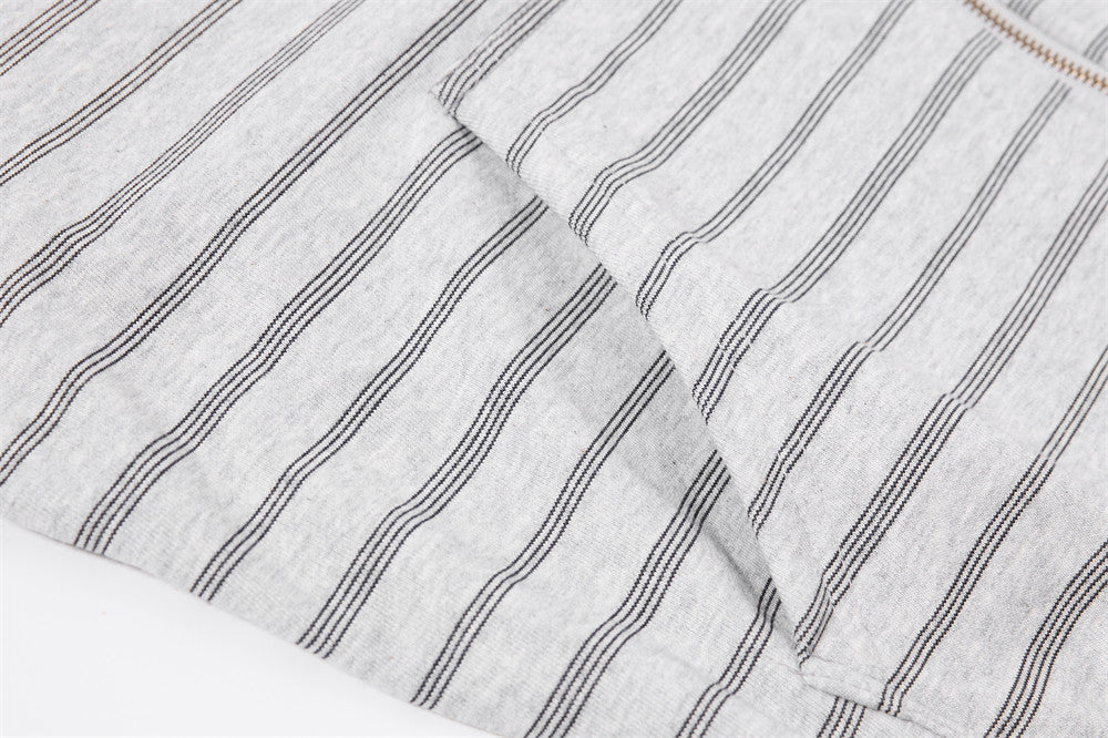 Striped Zip-Up Hoodie – Oversized Relaxed Fit Full-Zip Sweatshirt