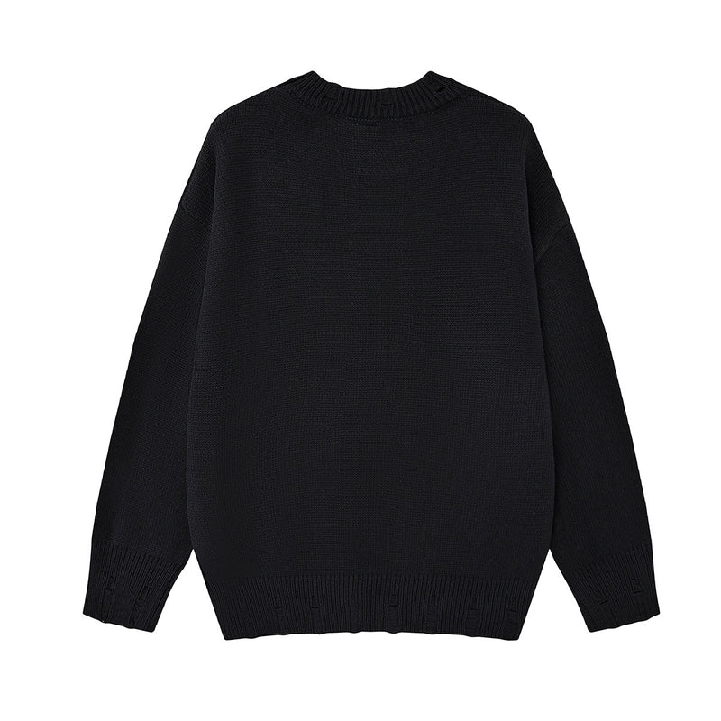 Pull en maille tête de mort & fémurs – Col rond streetwear punk