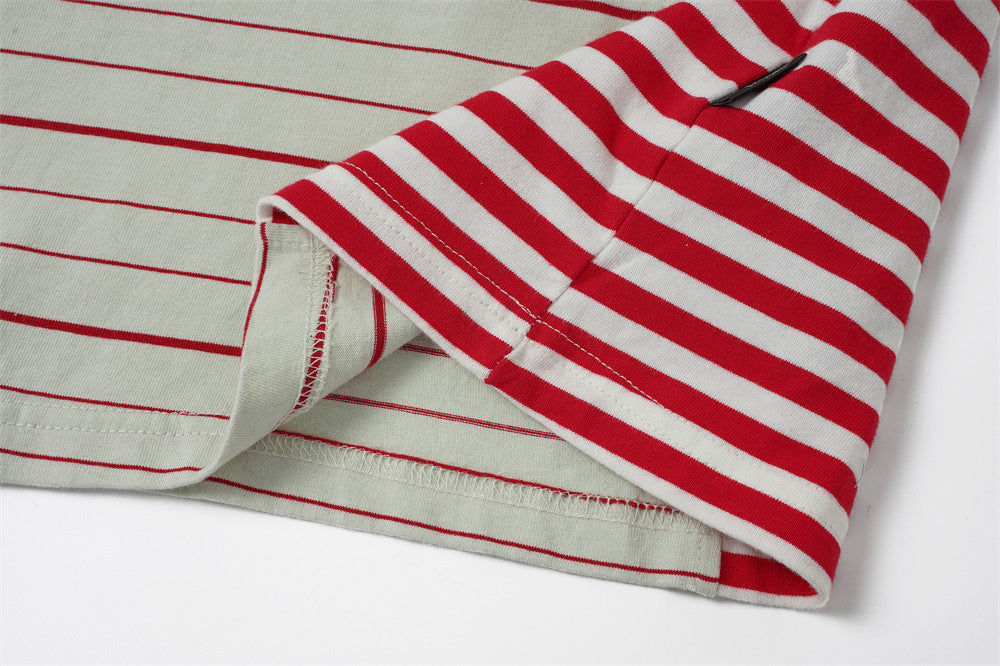 Distressed Stripe Patchwork Oversized T-Shirt | Washed Irregular Spliced Streetw