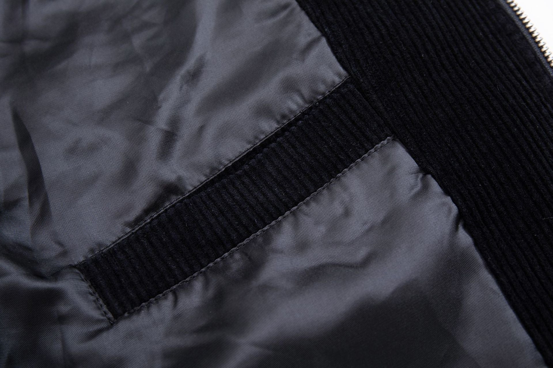 Veste moto en velours côtelé – Style biker noir délavé et usé