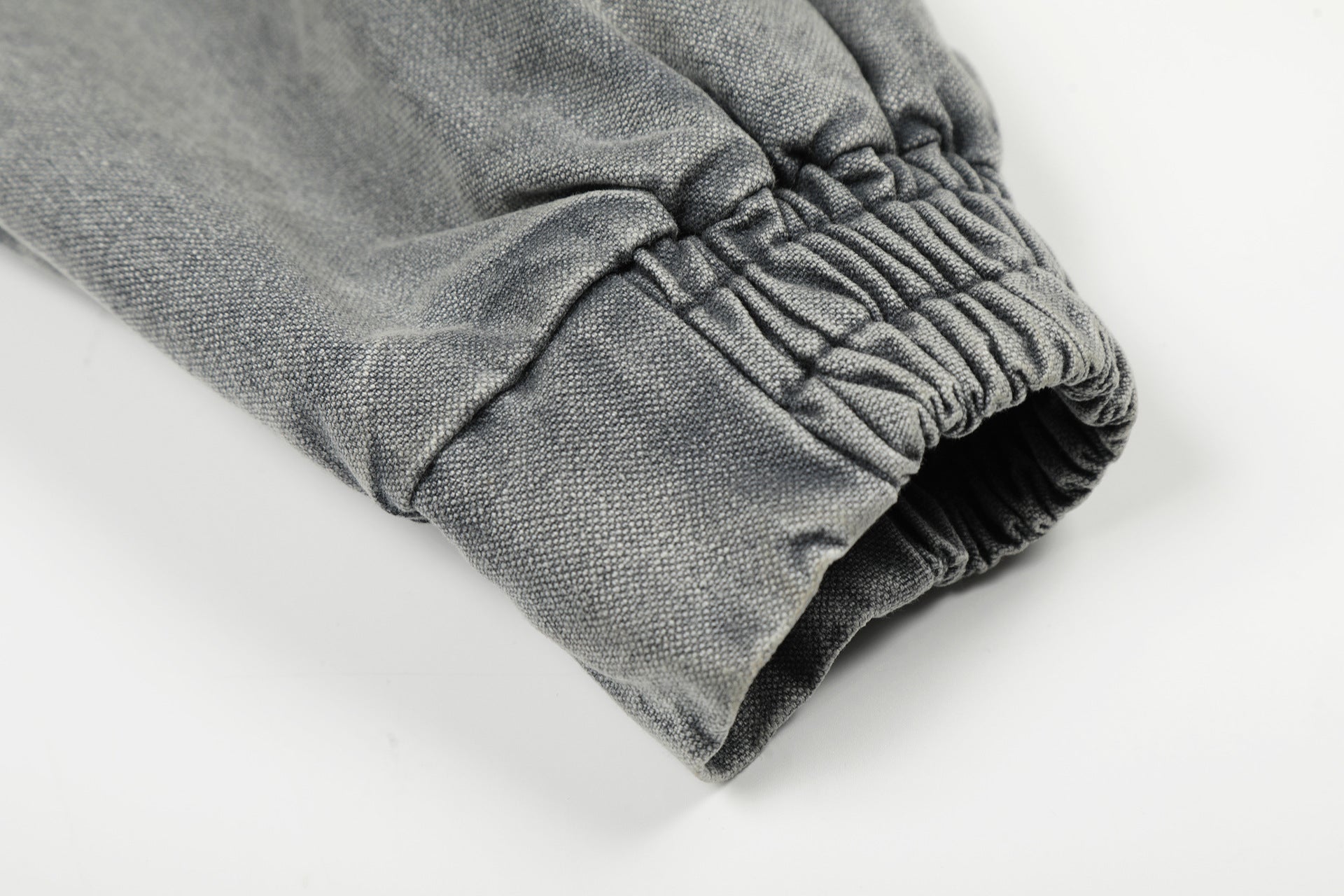 Veste Harrington en denim délavé avec fermoirs métalliques – Gris délavé à l'acide