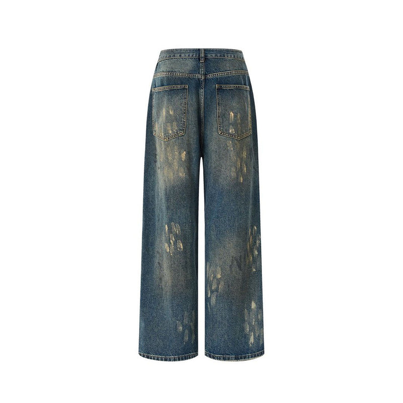 Baggy Fit Jeans Men – Distressed Vintage Wash Wide Straight-Leg Denim