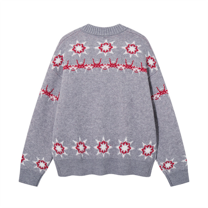 American Pattern Colorblock-Strick-Cardigan – Oversized mit Rundhalsausschnitt