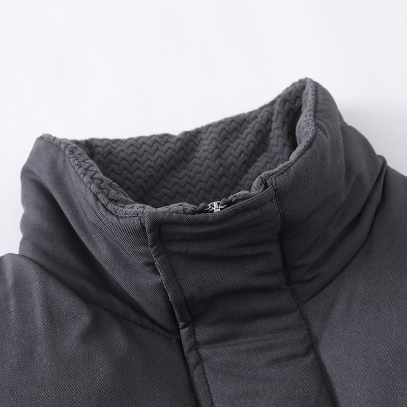 Oversized Stand-Collar Puffer Down Jacket – Men's Short Boxy Winter Coat