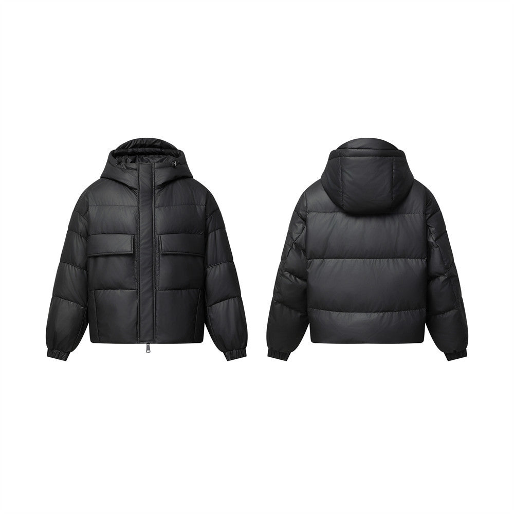 Doudoune noire à capuche pour homme – Coupe oversize, matelassage et duvet