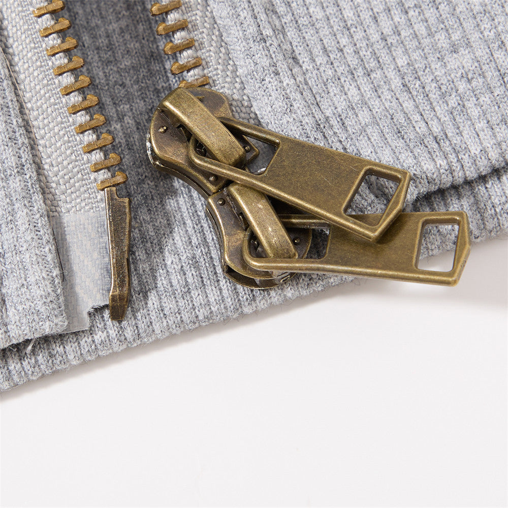 Fur-Trim Zip-Up Hoodie Jacket – Oversized Streetwear with Script Graphic