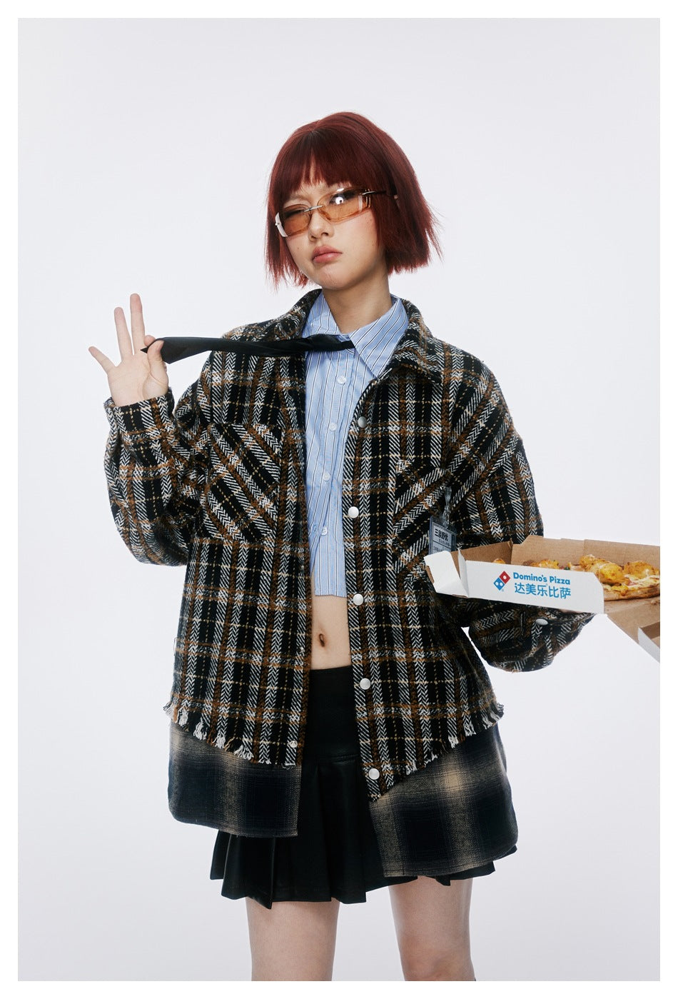 Vintage Plaid Patchwork Fringe Jacket – Oversized Unisex Overshirt