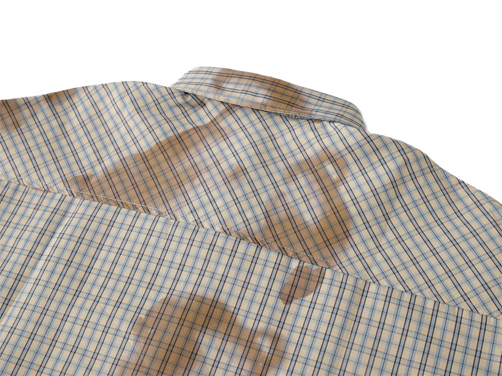 Plaid Short-Sleeve Shirt – Tie-Dye Washed Oversized Fit
