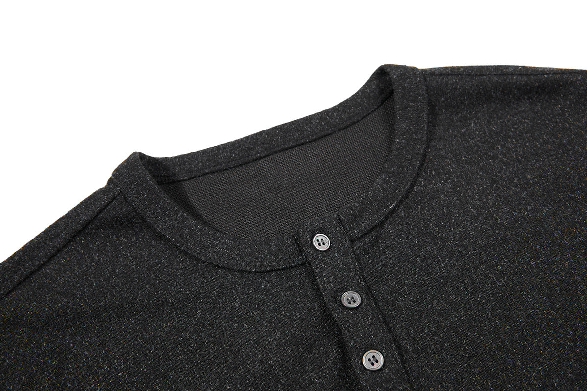 Men's Long-Sleeve Henley T-Shirt – Vintage American Style, Relaxed Fit