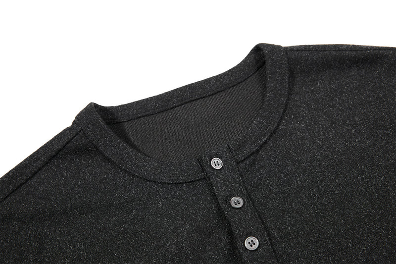 Men's Long-Sleeve Henley T-Shirt – Vintage American Style, Relaxed Fit