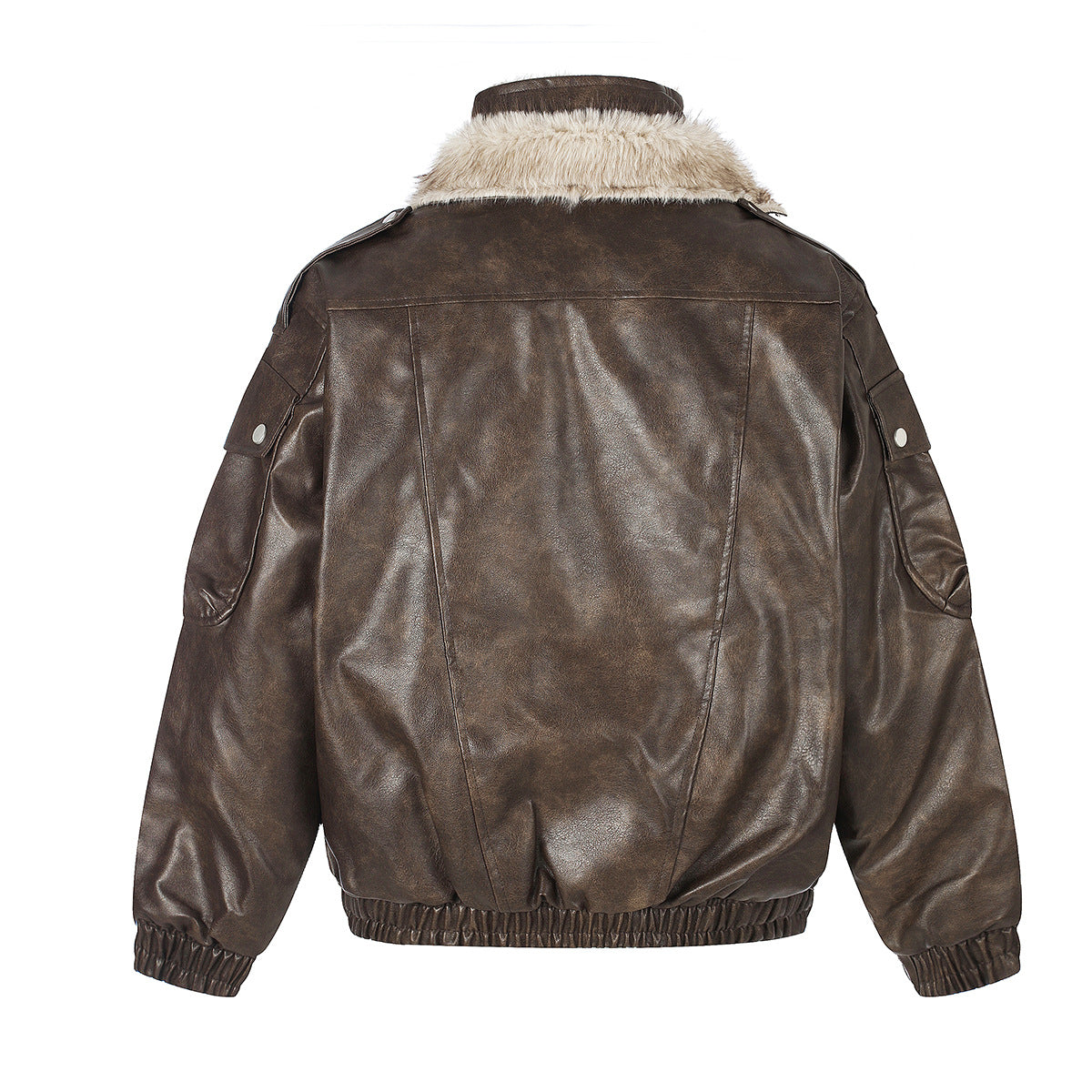 Faux Leather Fur-Lined Bomber Jacket – Cold Weather Motorcycle Jacket with