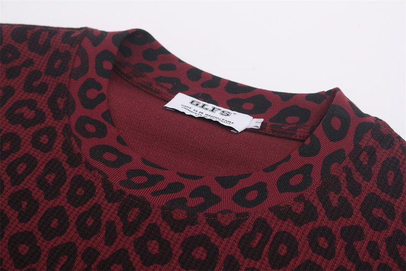 Leopard Print Long-Sleeve Shirt with Sleeve Script & Swirl Graphics