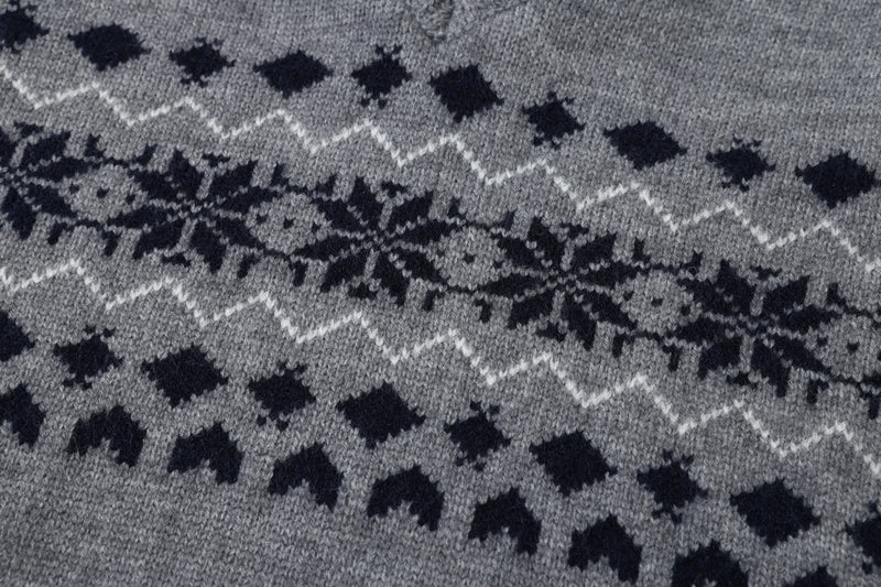 Fair Isle Jacquard Polo Collar Knit Sweater – Vintage Pattern Pullover