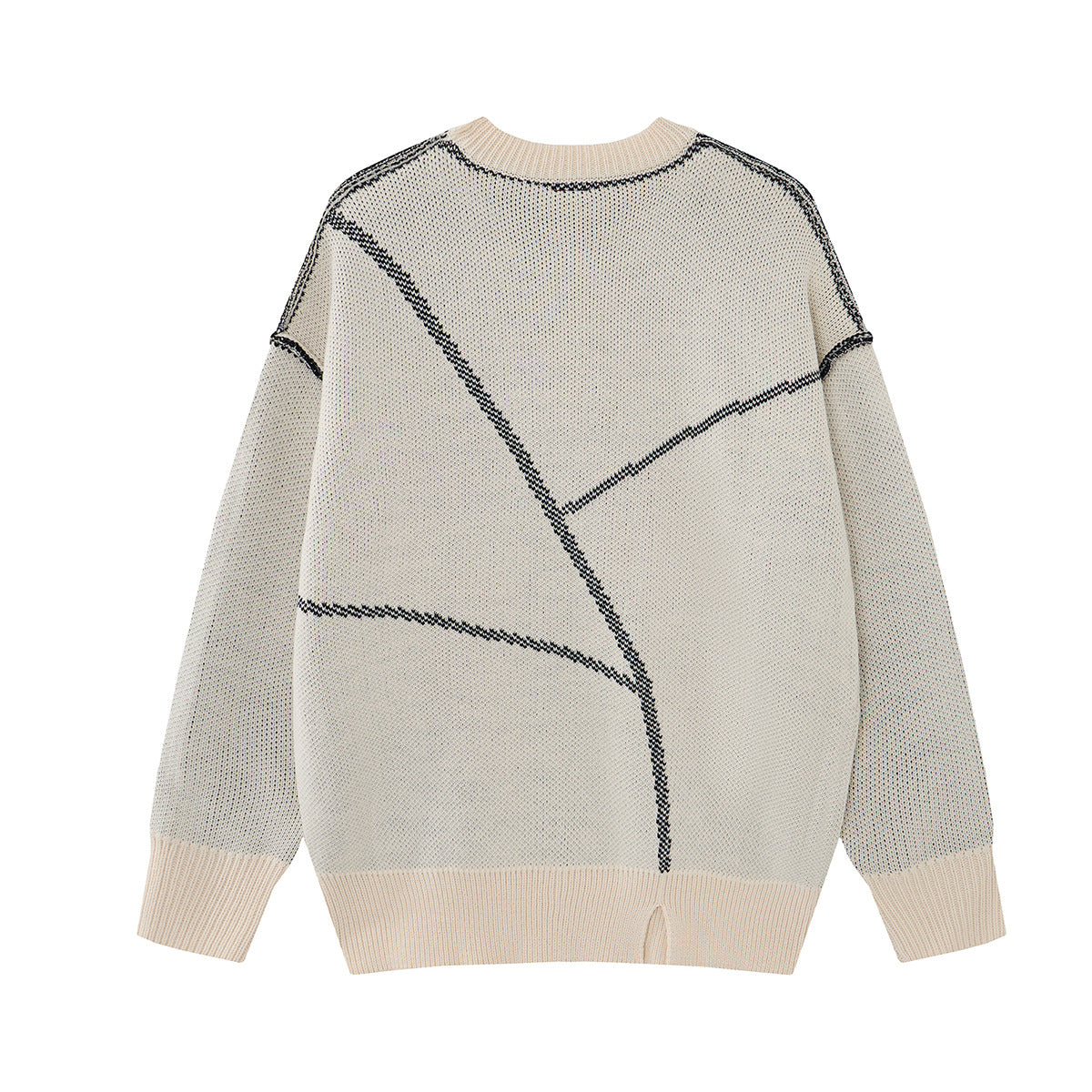 Pull homme col rond oversize en maille jacquard étoile effet usé