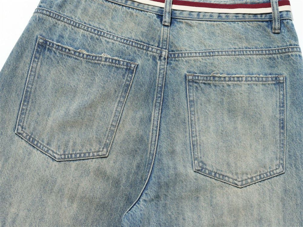 Men's Vintage Washed Wide-Leg Barrel Jeans – Oversized Streetwear Denim with