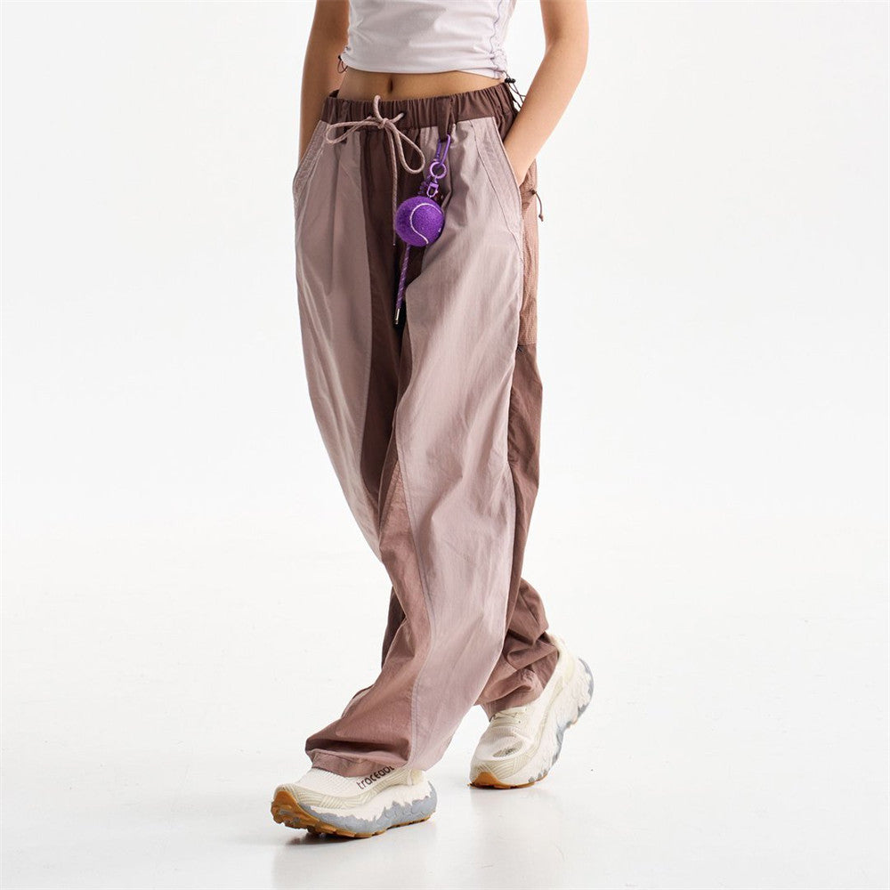Wide-Leg Colorblock Track Pants – Relaxed Fit Outdoor Sport Trousers