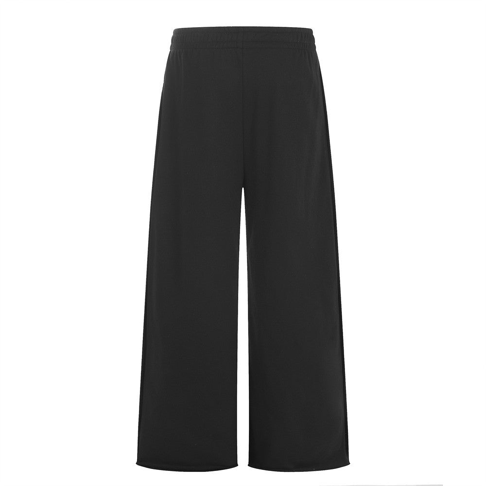 Wide-Leg Sweatpants with Embroidered Number Graphic
