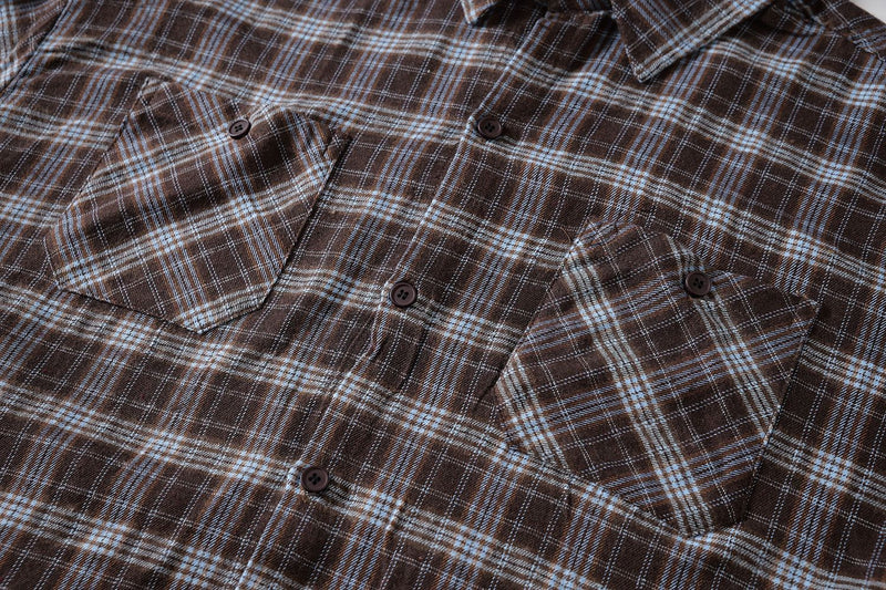 Button Up Plaid Shirt with Sleeve Embroidery – Oversized Flannel Shirt
