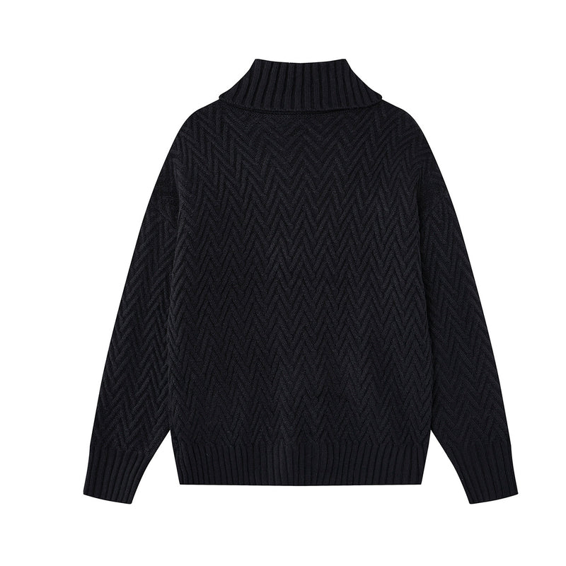 Cardigan en maille torsadée chevrons avec col châle et poches avant
