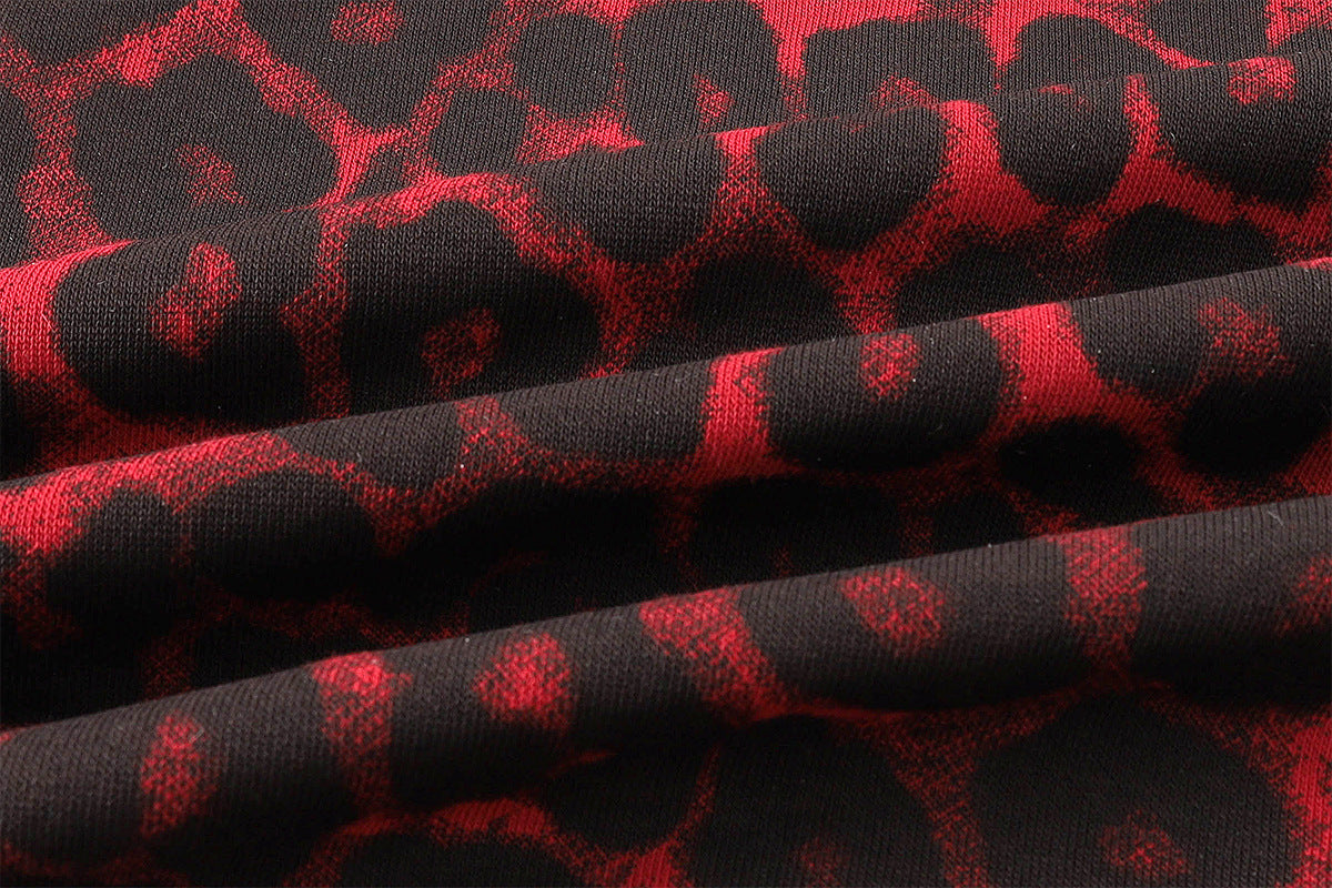 Veste hoodie zippée à motif léopard – Imprimé animal rouge et noir oversize avec