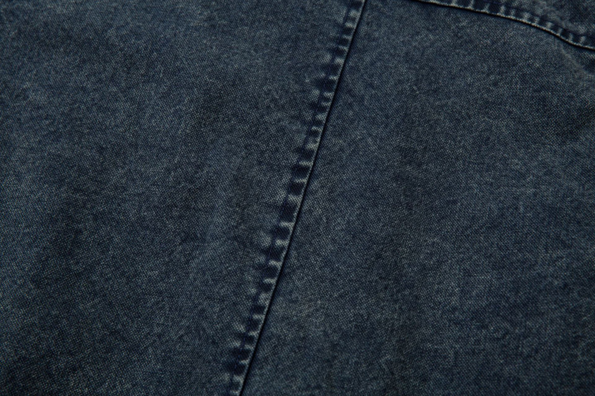 Oversized Washed Denim Jacket – Boxy Belted Hem, Acid-Wash Workwear Style