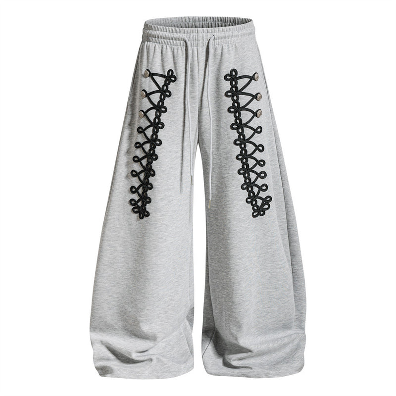 Oversized Zip-Up Hoodie Men – Rope Lace Detail Wide-Leg Sweatpants Set
