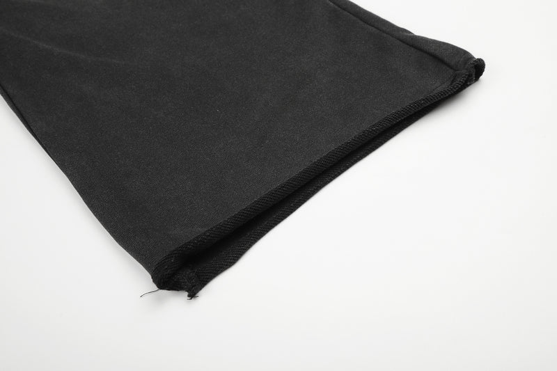 Pantalon de survêtement wide leg – Jogger droit noir délavé à œillets métalliques