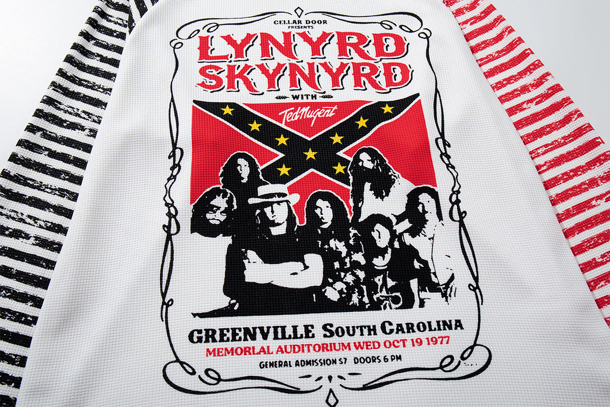 Long Sleeve Raglan Shirt – Lynyrd Skynyrd 1977 Concert Graphic with Mismatched