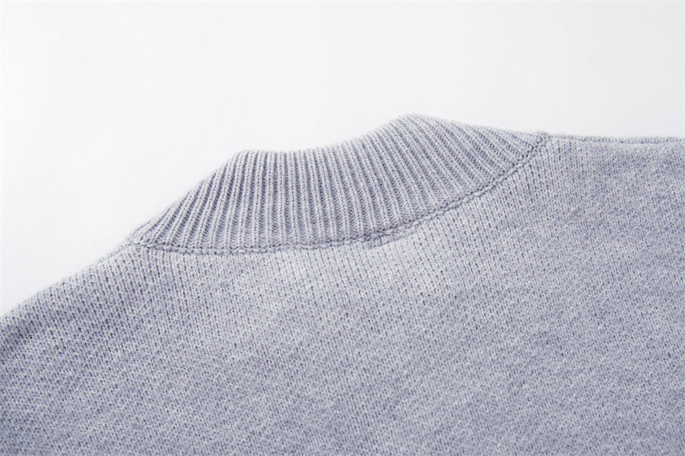 Cardigan zippé en maille à galons militaires – Col montant oversize avec