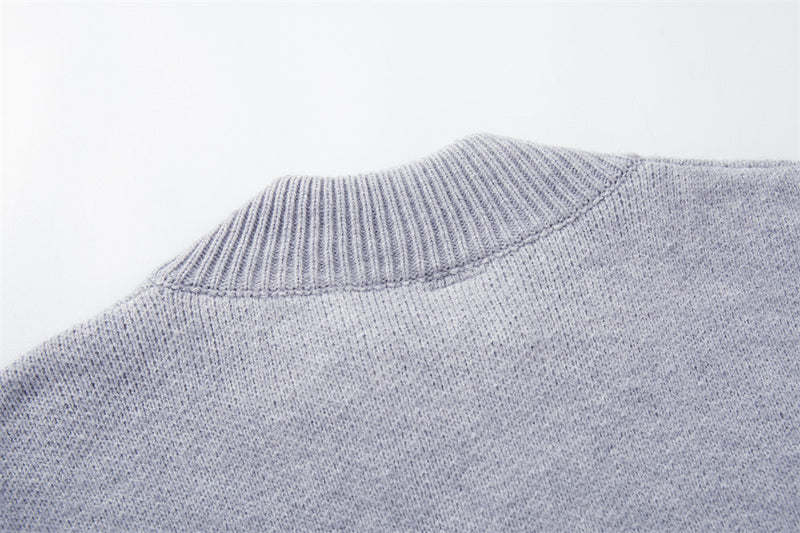 Cardigan zippé en maille à galons militaires – Col montant oversize avec