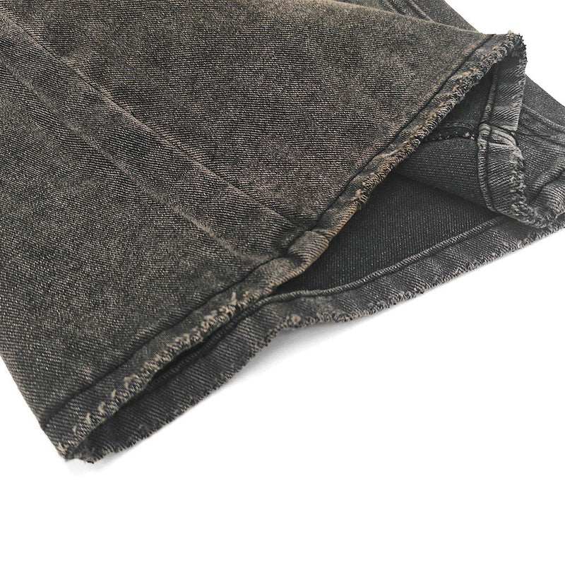 Vintage Washed Cargo Denim Shorts – Distressed Wide Leg Multi-Pocket