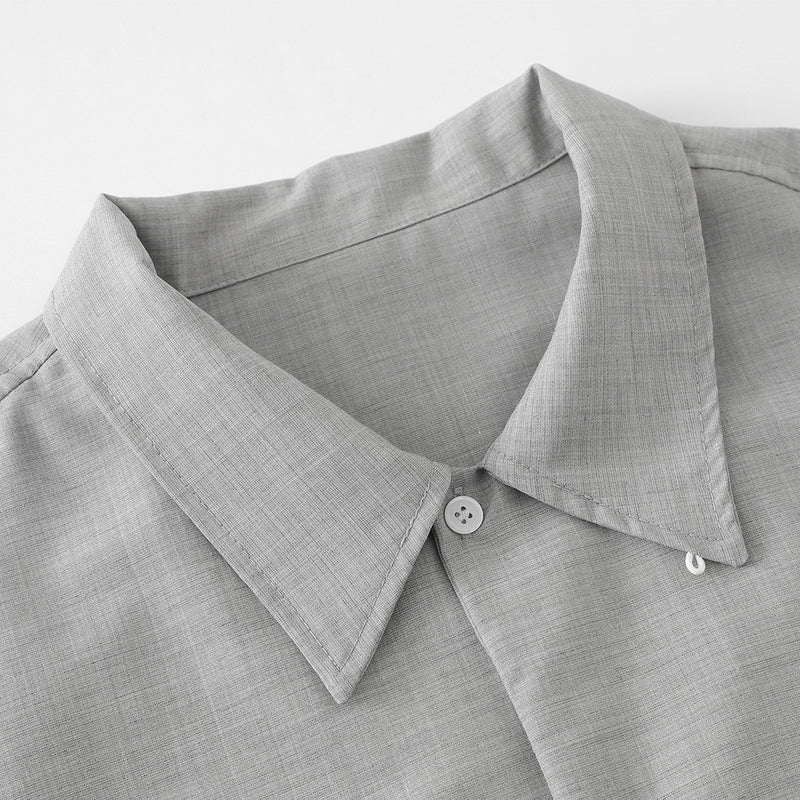 Langarmshirt mit Bindegürtel für Herren – Lockeres Pullover-Shirt mit halber Knopfleiste in Meliert