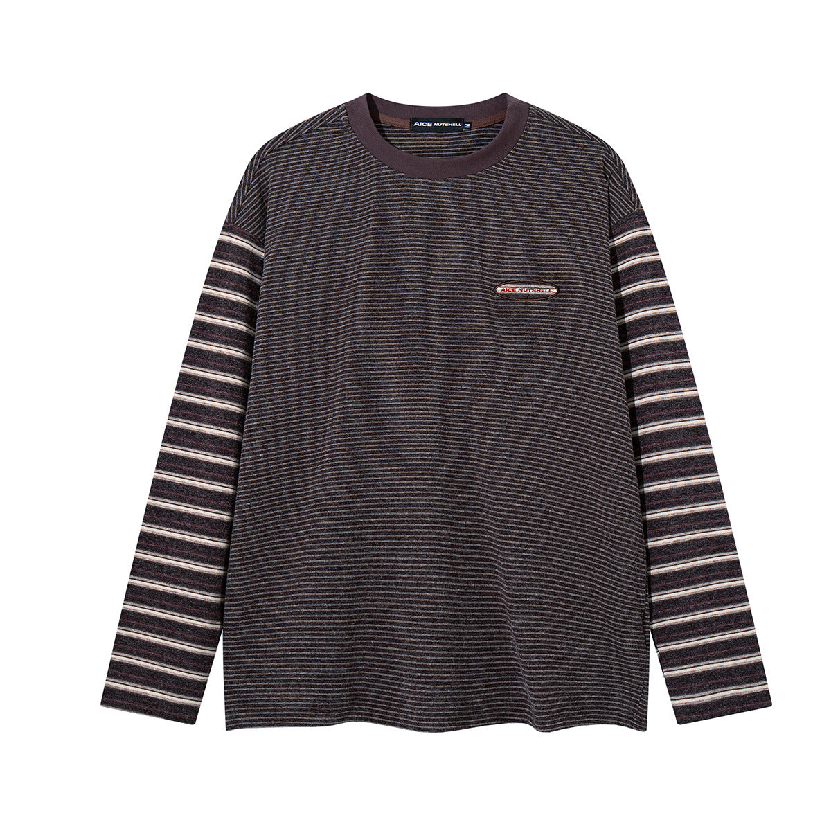 Long Sleeve Striped Colorblock T-Shirt – Oversized Relaxed Fit