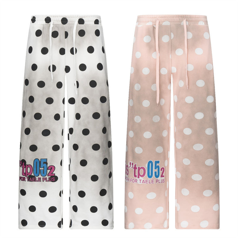 Polka Dot Wide-Leg Sweatpants – Relaxed Fit Streetwear Jogger Pants