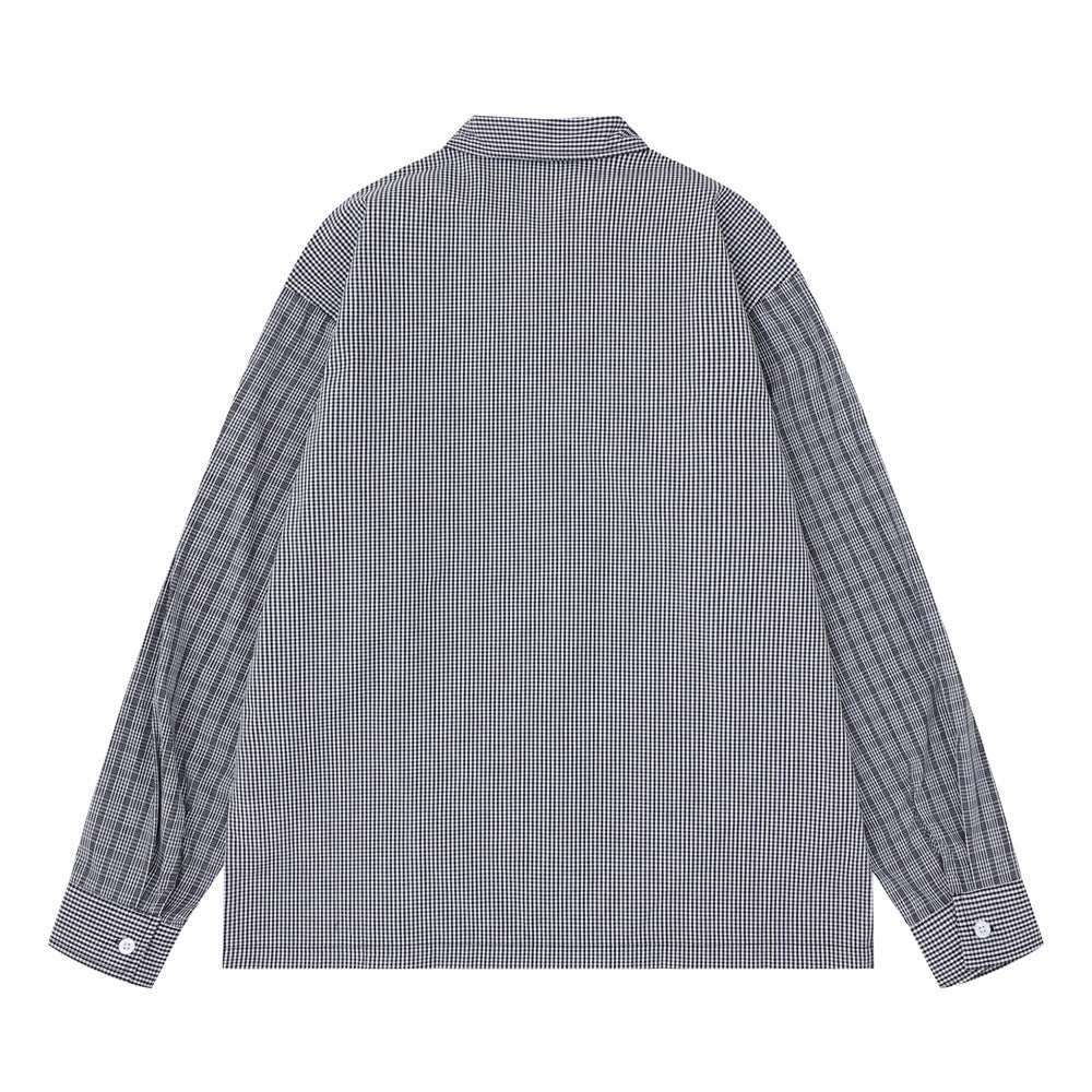 Graffiti Paint Splatter Plaid Long Sleeve Shirt – Oversized Fit