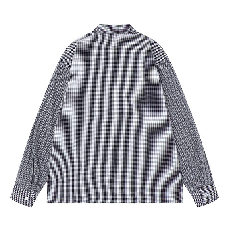 Graffiti Paint Splatter Plaid Long Sleeve Shirt – Oversized Fit